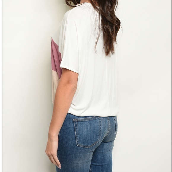 Mauve Tie Knot Color Block Short sleeve Tee - Picture 5 of 6